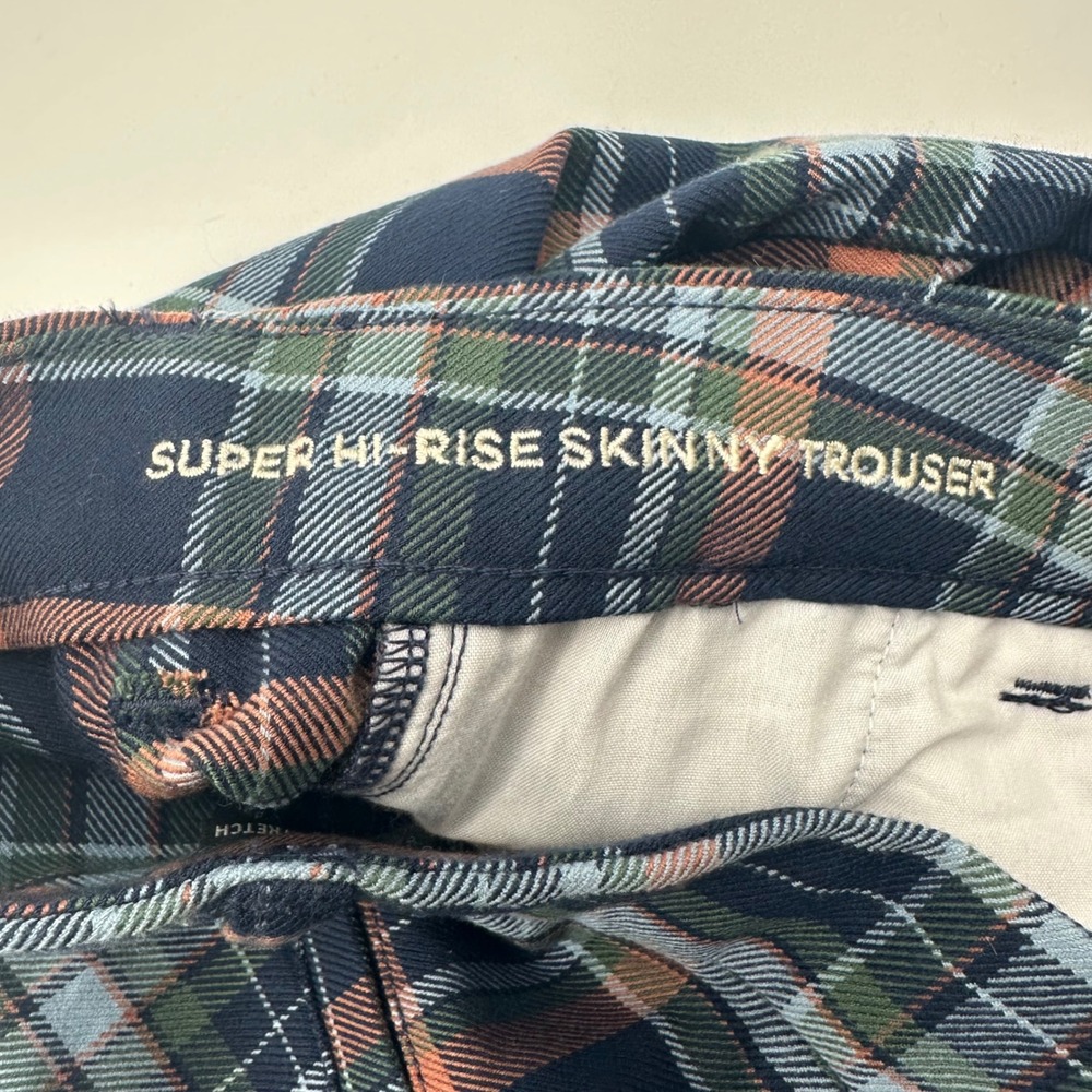 American Eagle Super Hi-Rise Skinny Trouser Navy Plaid Pants Women 8 Regular NEW - Picture 3 of 15